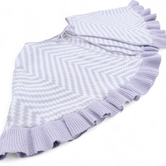 Helena Neiman Marcus Girls Knit Cape Poncho M Chevron Ruffle Princesscore Purple - Picture 4 of 11
